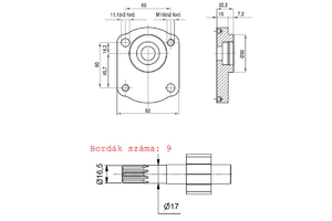 E.2D.3,  Fgk. szivattyú, 16ccm-DEU(50-DIN-9T),J